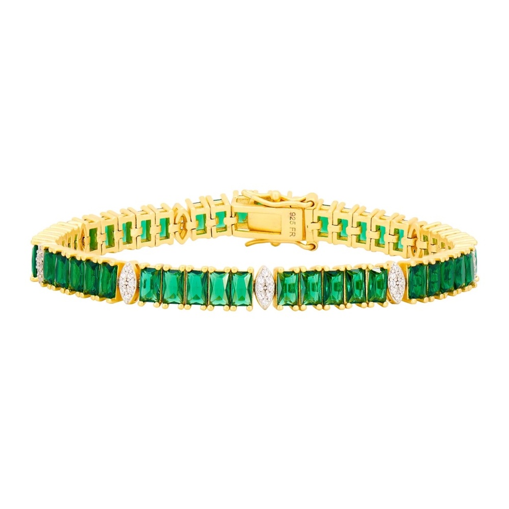 Midnight Collection 14K Gold Plated 925 Twilight Marquis Station Tennis Bracelet